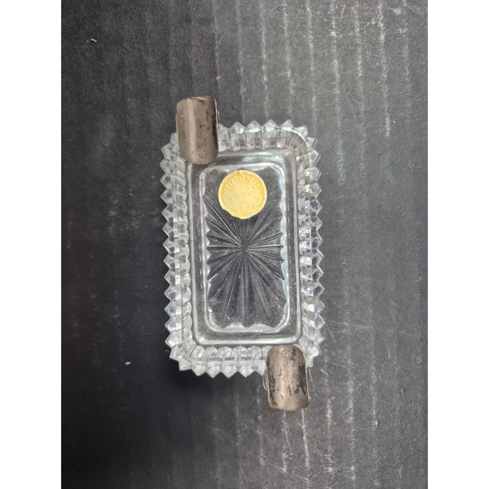 Vintage Bleikristall 24% Lead Crystal Ashtray West Germany Star Hallmark Silver